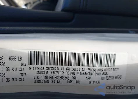 2012 Jeep Grand Cherokee Laredo from USA, damaged, VIN 1C4RJFAT3CC363346